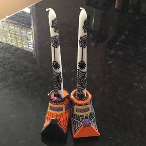 Halloween witch boots with spiderwebs!